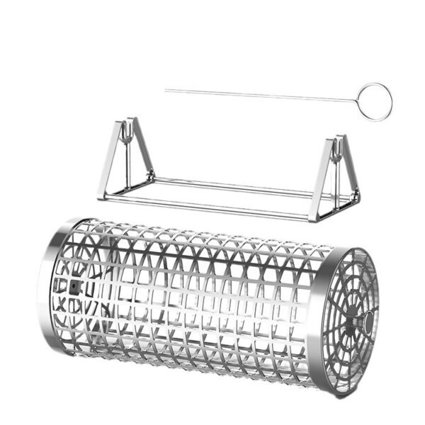Basket Outdoor Smoking Cage Portable Barbecue Net Rolling BBQ Grill - Image 8