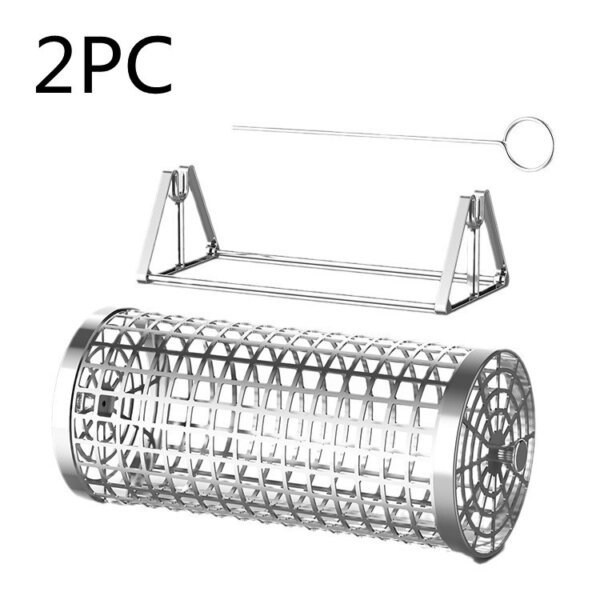 Basket Outdoor Smoking Cage Portable Barbecue Net Rolling BBQ Grill - Image 2